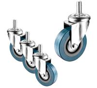 2.5/3 Inch Castor Wheels, M10/12 Swivel Stem 4 Pack, Threaded Stem Swivel Caster Wheels With Dual Locking Brakes, No Floor Marks Moving Silent(Swivel,75mm(3in) m10)
