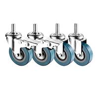 2.5/3 Inch Stem Casters 4 Pack Home Furniture Swivel Wheels With Brakes | M10/M12x30mm Threaded Stem,Heavy Duty Dual Locking No Noise Swivel Castors For Carts,Total Load 270Lbs(65mm/m12,Swivel+Brake)