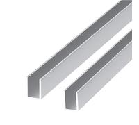 2 5 8 10 Pcs Shower Door Glass Fasteners, Heavy-Duty Deep-Groove U-Shaped Aluminum Tracks, Frameless Wet Areas and Balcony Railings Silver(2pcs,39 3/8"(1m))