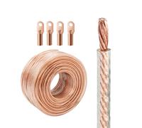 2.5~95mm² Grounding Wire Kit 15FT Flexible Bare/Tinned Copper Braid Power Cable With Clear Sheath, Includes 4 Lugs For Machinery Grounding And Bonding(Bare,2.5mm2)