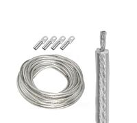 2.5~95mm² Grounding Wire Kit 15FT Flexible Bare/Tinned Copper Braid Power Cable With Clear Sheath, Includes 4 Lugs For Machinery Grounding And Bonding(Tinned,10mm2)