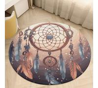 2.5' Circle Rug Non Slip Bath Rug Soft Stain Resistant Coral Velvet Native American Dream Catcher Carpet for Under Round Table Washable Indoor Floor Mat for Living Room Bedroom Nursery Home Office