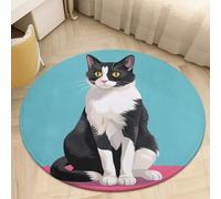 2.5' Coral Velvet Round Rug Machine Washable Non Slip TPR Backing Cat Sit Down Area Rug Pet Friendly Doormat Low Pile Soft Plush Bedroom Carpet for Living Room Kitchen Entryway Dorm Indoor
