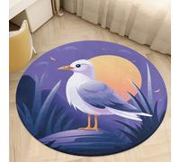 2.5' Coral Velvet Round Rug Machine Washable Non Slip TPR Backing Coastal Painter Area Rug Pet Friendly Doormat Low Pile Soft Plush Bedroom Carpet for Living Room Kitchen Entryway Dorm Indoor