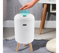 2.5 Gallon/10L Smart Touchless Bathroom Bin with Lid Electric Automatic Waterproof Bedroom Mini Trash Can with Legs Sensor Slim Smart Trash Can for Living Room,Kitchen,Office(White)