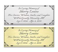 2.5" H x 6" W, Custom Elegant Engraved Plate, Personalized Memorial Plaque, Brushed Stainless Steel or Brass Laser Engraved Name Plates with Adhesive Backing or Screws, Square Corner (Silver, Gold)