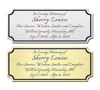 2.5" H x 6" W, Custom Elegant Engraved Plate, Personalized Memorial Plaque, Brushed Stainless Steel or Brass Laser Engraved Name Plates with Adhesive Backing or Screws, Notched Corner (Silver, Gold)