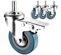 2.5 Inch 3 Inch Swivel Caster Wheel M10/M12*30mm Threaded Stem Caster 4 Pack, Dual Locking Silent Castor For Furniture And DIY Tools, 270 Lb Load Capacity Transport Wheel