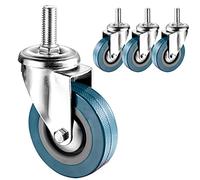 2.5 Inch 3 Inch Swivel Caster Wheel M10/M12*30mm Threaded Stem Caster 4 Pack, Dual Locking Silent Castor For Furniture And DIY Tools, 270 Lb Load Capacity Transport Wheel