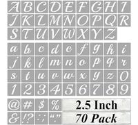 2.5 Inch Alphabet Letter Stencils for Painting - 70 Pack Letter and Number Stencil Templates with Signs for Painting on Wood, Reusable Cursive Letters Stencils for Chalkboard Wood Signs & Wall Art