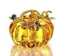 2.5 Inch Hand Blown Glass Pumpkin Figurine - Crystal Pumpkin Decor Ornament for Fall Thanksgiving Harvest, Collectible Tabletop Display