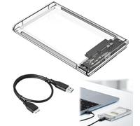 2.5 Inch Hard Drive Enclosure, 5Gbps USB 3.0 to SATA III SSD/HDD Caddy with UASP Support, Tool-Free Transparent Clear External Hard Drive Case with LED Indicator for 7mm/9.5mm 2.5" SATA HDD & SSD