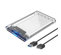2.5 Inch HDD Enclosure - Hard Disk Drive External Case Caddy - USB 3.0 SATA, for HDD, Solid State Drive SSD - Tool Free - CLEAR