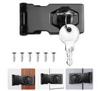 2.5 Inch Keyed Hasp Lock Hasp and Staple with Padlock, ADERTOS Heavy Duty Shed Lock Door Lock Hasp Twist Knob Keyed Locking Hasp Safety Door Clasp Gate Lock with Key for Cabinets Cupboard Drawer Gate