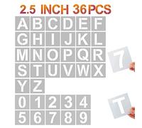 2.5 Inch Letter Stencils and Numbers, 36 Pcs Alphabet Art Craft Stencils, Reusable Plastic Art Craft Stencils for Wood, Wall, Fabric, Rock, Chalkboard, Signage, DIY School Art Projects (2.5 Inch)