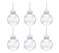 2.5'' Iridescent Ornaments Balls Plastic Set Clear Iridescent Christmas Ball Ornaments Plastic Fillable Christmas Tree Baubles Iridescent Christmas Ball Ornaments for Holiday Party Tree Decorations 6