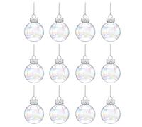 2.5'' Iridescent Ornaments Balls Plastic Set Clear Iridescent Christmas Ball Ornaments Plastic Fillable Christmas Tree Baubles Iridescent Christmas Ball Ornaments for Holiday Party Tree Decorations 1