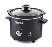 2.5L Slow Cooker Tempered Glass Lid Removable Ceramic Non-Stick Bowl Chalkboard Geepas Black One Size