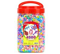 2.5 lb Wholesale Large Pony Beads (6x9 mm) Bucket, Easy Storage Macaron Beads Bulk, Over 4500 Pony Bead for Jewelry Making, Crafts (Macaron)