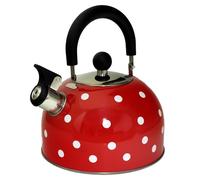 2.5 Litre Stainless Steel Whistling Stovetop Kettle | Red with White Polka Dots