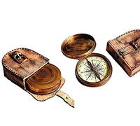 2.5" Robert Frost Poem Compass with Handmade Leather Carry Case Free Rustic Vintage Home Decor Gifts