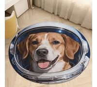 2.5' Round Area Rug for Bedroom Water Absorbent Coral Velvet Low Pile Floor Carpet Thin Non-Slip Backing Colored Space Animal Throw Rug Washable Bathroom Mat for Tub Shower Toilet