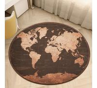 2.5' Round Area Rug for Bedroom Water Absorbent Coral Velvet Low Pile Floor Carpet Thin Non-Slip Backing Vintage World Map Throw Rug Washable Bathroom Mat for Tub Shower Toilet