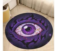 2.5' Round Area Rugs Ultra-Thin 0.2" Coral Velvet Low Pile Evil Eye Indoor Mats for Entryway Washable Circle Bathroom Rug Welcome Front Door Mat Floor Carpet for Bedroom Decor