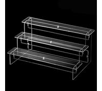 2-5 Tiers Transparent Storage Rack, Acrylic Ladder Display Stand, Multi-Layer Organizer Shelf for Perfumes Dolls Figures Cupcakes Jewelry Collectibles 20-40cm(3 layers 29cm)