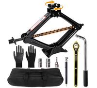 2.5 Ton Car Scissor Jack Kit with Socket Drill Adapter, Ratchet Wrench, and Storage Bag for Emergency Tire Changing on Cars and SUVs