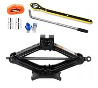 2.5 Ton Scissor Jack & Telescopic Wheel Brace Kit Heavy Duty Car Tire Changing Set with Dual-Socket Wrench, Tow Rope & Gloves Ideal for Emergency Use