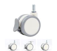 2.5" White PU Swivel Wheels with M10x20 Bolt, Perfect for Carts, Furniture, Strollers - 1pc (M8 No Brake), Durable and Smooth Rolling Casters
