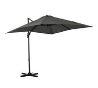 2.5 x 2.5m Patio Offset Parasol Umbrella Cantilever Hanging Aluminium Sun Shade Canopy Shelter 360° Rotation with Crank Handle and Cross Base