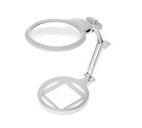 2.5 X 5X Desktop Foldable Magnifier LED Magnifying Lamp Portable Adjustable Reading Magnifying Glass Hands Free Illuminated Table Stand Magnifier with 2 LED Lamp for Reading Inspection Artist Hobby