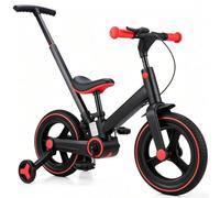 2-5 Years Kids Bicycle Adjustable Handlebar Seat Shock-Absorbing PU Wheel Detachable Training Wheels Parental Push Rod Fast Fold Multi-Purpose Kids Bike,Single brake