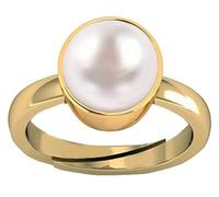 2.50 Carat Natural Pearl Original Certified Moi Adjustable Astrological Panchhdhaatu/Ashtadhatu Gold Plated Ring for Men and Women - B0DKK2TBJ2