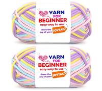 2 * 50g Rainbow Beginner Crochet Yarn for Crocheting and Knitting Multicolor Cotton Crochet Yarn for Beginners with Easy-to-See Stitches Easy Yarn for Beginners(Yellow Pink Purple Blue 02)