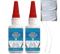 2*50ml Strong Adhesive Refrigerator Drawer Glue with Dropper,Fridge Freezer Drawer Repair Glue,Fast Drying Extra Strong Adhesive for Plastic Freezer Shelves,Clear Bonding Glue for Fridge Drawer&Seal