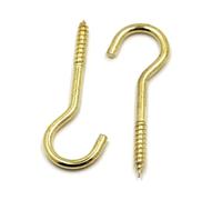 2-50pcs 1 2 3 4 5 6 8 10 12 14 Zinc-plated Light Hook Ring Screw Question Mark Hook Sheep Eye Screw Self-tapping Screw Hooking(Yellow,No.2 50pcs)
