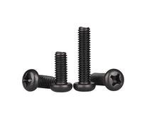 2/50Pcs M1 M1.2 M1.4 M1.6 M2 M2.5 M3 M4 M5 M6 M8 M10 GB818 Black 304 Stainless Steel Cross Pan Round Head Screw Bolt(10mm,50pcs M2.5)