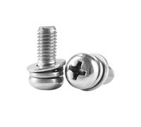 2-50pcs M2/M2.5/M3/M4/M5/M6/M8 304 Stainless Steel Phillips Pan Head Combination Screws, M6x35mm(10pcs)