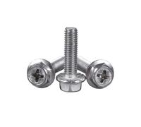2-50pcs M3/M4/M5/M6/M8 304 Stainless Steel Flanged Hexagon Head Phillips Mechanical Screws with Anti-slip Gaskets, M5x14mm(20pcs)