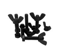 2~50pcs M3 M4 M5 M6 M8 M10 M12 Black Nylon Outer Hexagonal Bolt Butterfly Nut Sets External Hex Screw Wing Combination(M4x15mm-30pcs)