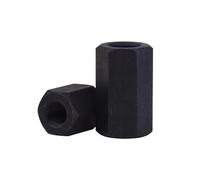 2-50pcs Steel Black Hex Connector Nuts Threaded Rod Couplers Long Nut M8 M10 M12 M14 M16 M18 M20 M22 M24 M27 M30 M36 M42 M48(M8x14x13mm-20pcs)