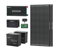 2.56kWh Motorhome Power Kit | 2 Pack 100Ah LiFePO4 Battery, 2000W Inverter - 3*ShadowFlux solar panel