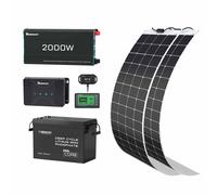 2.56kWh Motorhome Power Kit | 200Ah LiFePO4 Battery, 2000W Inverter - w/ 2*Flexible Solar Panel