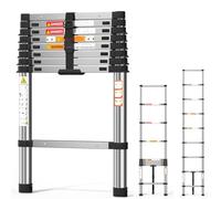 2.59M Straight Ladder 8.7FT Extendable Ladder Steel Telescoping Ladder Portable Step Ladders Max Load 150KG Capacity, More Sturdy and Durable than other