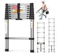 2.59m Thickened Telescopic Ladder Straight Ladder 8.7FT Extendable Ladder Stainless Steel Telescoping Ladder Step Ladders 330lbs Capacity, Stronger than other