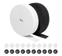 2.5cm 2 Rolls Buttonhole Elastic band, 20Meters, Sewing Elastic Tor Trouser Waistbands, Maternity Clothes, Sewing, Knitting, Crafting,(Black 10m,White 10m)