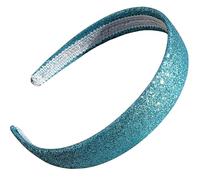 2.5cm Blue Glitter Fabric Plastic Alice Band Hair Band Headband No Teeth for Women Girls by Glitz4Girlz
